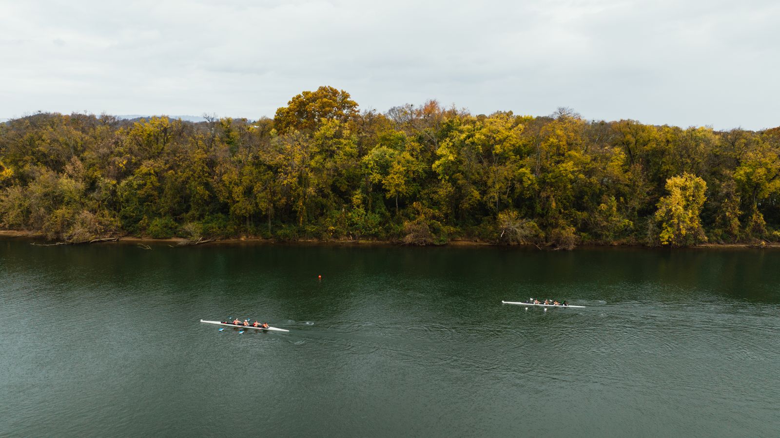 Aerial view of the Tennessee River along Chattanooga's Riverfront