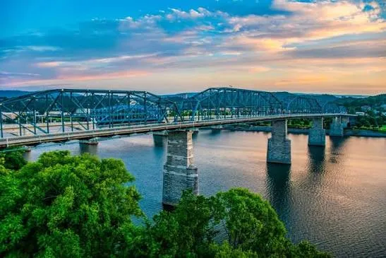 Walnut Street Bridge over the Tennessee River at sunset