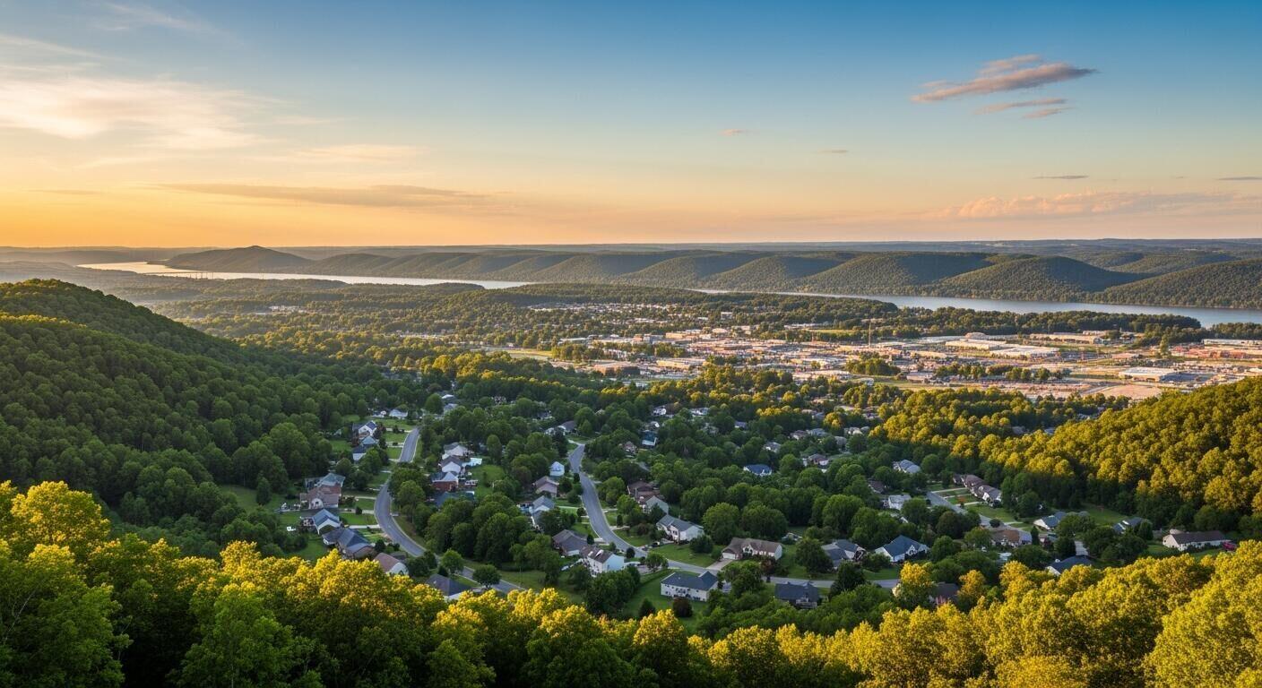 Aerial view of Hixson, Tennessee along the Tennessee River